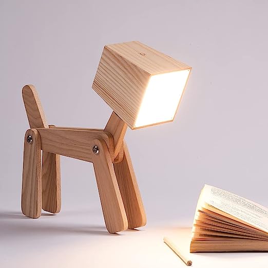 Cute Dog Lamp Touch Control Table Desk Lamps Bedroom Living Room Farmhouse - Unique 3 Ways Sensor Brightness Bedside Nightstand Reading Light Super Fun for Kids Boys Girls Gifts (Ash Dog)